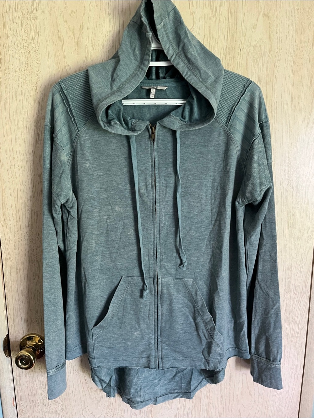 BKE Lightweight Mineral Wash Teal Full Zip Hoodie Sz Large